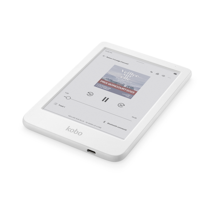 Kobo Clara Colour blanc, posé à plat.